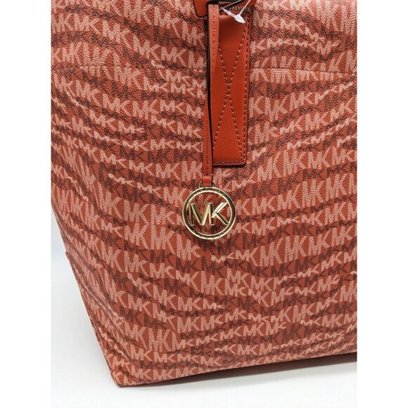 MICHAEL KORS The Michael Bag logo print faux-leather large tote -DEEP ORANGE - Picture 4 of 14